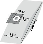 g-11100 Aufnahmedurchmesser = 62-63mm. Der Ansaugstutzen Ihres Kesselsaugers sollte etwa 60mm messen. Damit der Staubsaugerbeutel den Schmutz ohne Probleme aufnehmen kann, sollte das Längenmaß von Kesselboden bis Unterseite des Ansaugstutzens ca 17,5cm sein. Andernseits besteht die Möglichkeit des Abrisses an der Pappscheibe (Maß Unterseite des Ansaugstutzens bis zum Boden >17,5cm) Das Filtervolumen entspricht einem Kesselstaubsauger mit Fassungsvermögen von ca. 20l